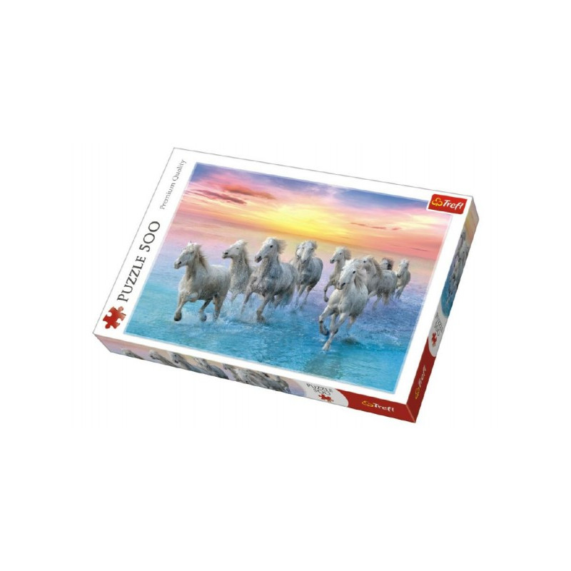 Trefl Puzzle Cválající bílé koně 500 dílků 48x34cm v krabici 40x27x4,5cm 89137289-XG