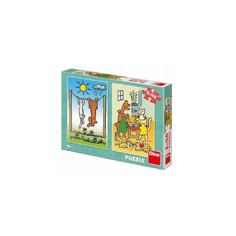 Dino Puzzle Pejsek a Kočička 2x48 dílků 18x26cm v krabici 27x19x4cm 21381599-XG