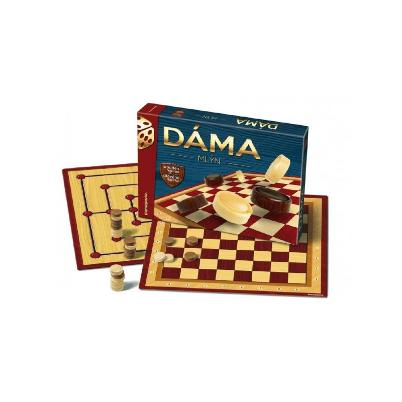 Bonaparte Dáma + mlýn dřevěné kameny společenská hra v krabici 33x23x4cm 26007697-XG