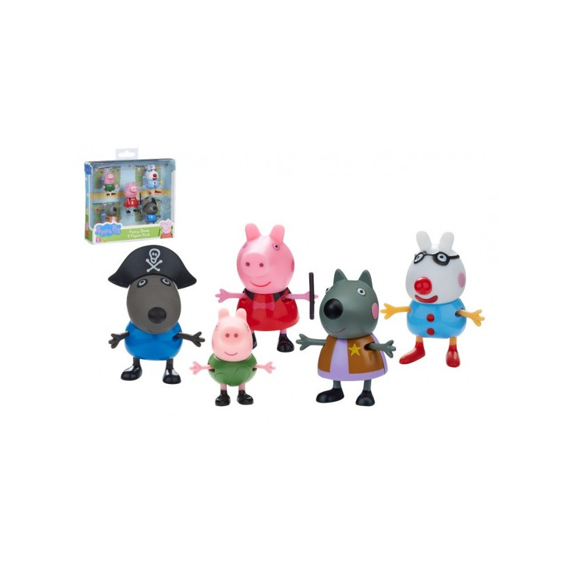 TM Toys Prasátko Peppa/Peppa Pig plast set 5 figurek v maškarních šatech v krabičce 16x15x4,5cm 23406667-XG