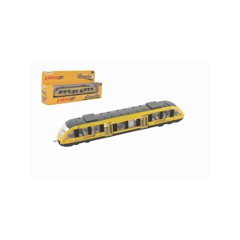 Rappa Vlak žlutý RegioJet kov/plast 17cm na volný chod v krabičce 21x9,5x4cm 77188600-XG
