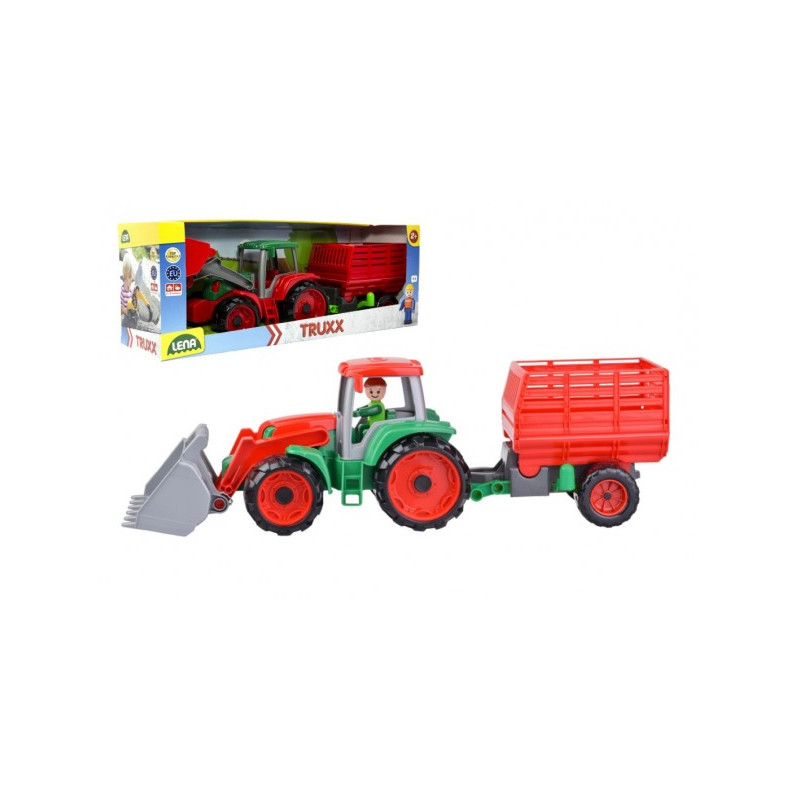 Lena Auto Truxx traktor nakladač s přívěsem na seno s figurkou v krabici 53x19x16cm 24m+ 43004428-XG