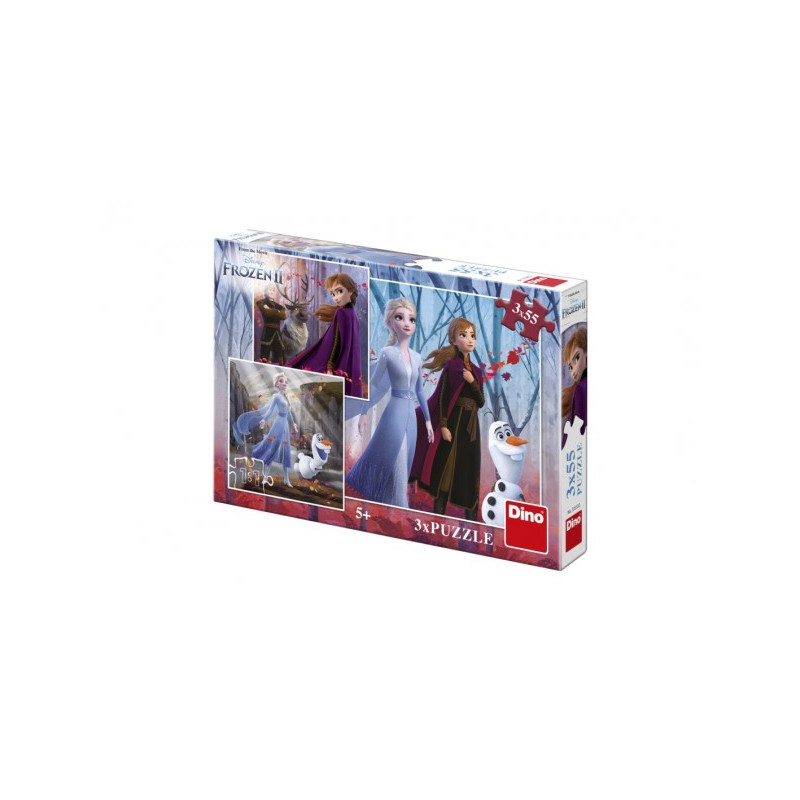 Dino Puzzle 3v1 Ledové království II/Frozen II 3x55dílků v krabici 27x19x4cm 21335332-XG