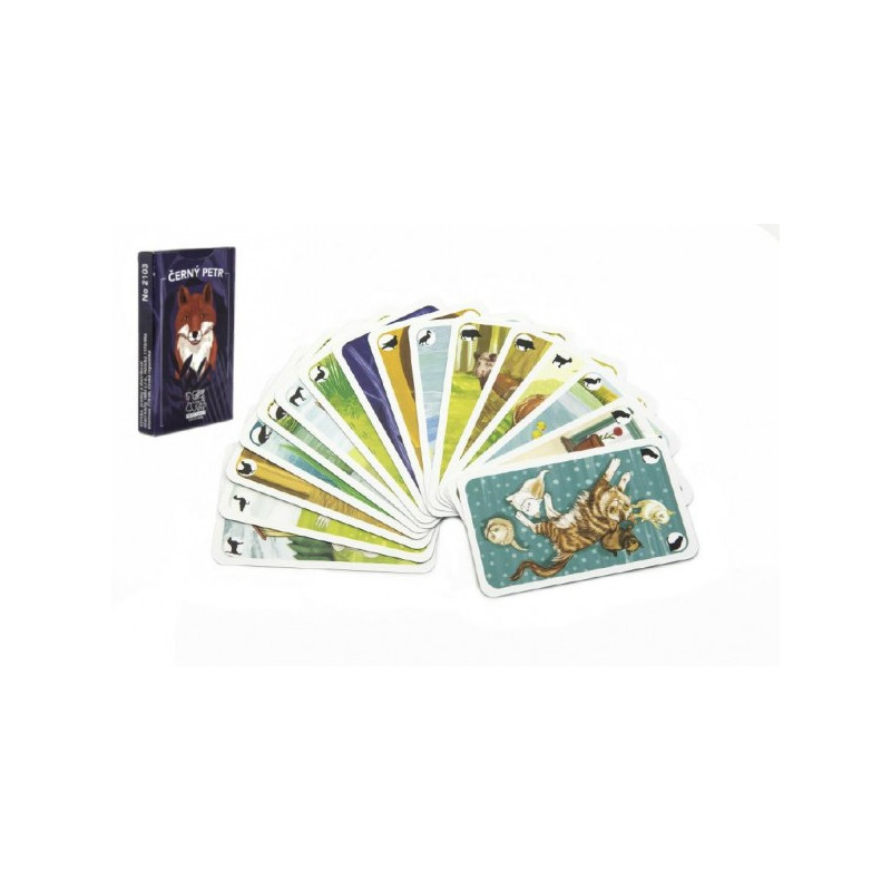 Hrací karty, s.r.o. Černý Petr zvířátka společenská hra karty v papírové krabičce 6,5x10,5x1cm 10412103-XG