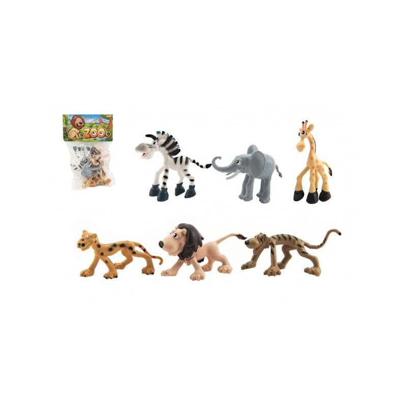Teddies Zvířátka veselá safari ZOO plast 9-10cm 6ks v sáčku 00311450-XG