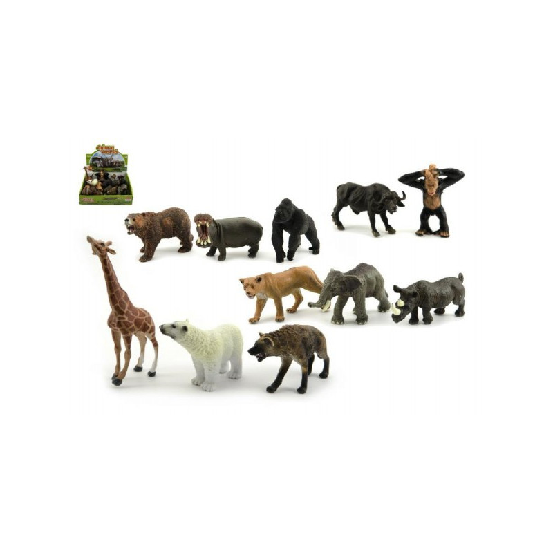 Teddies Zvířátka safari ZOO plast 10cm asst 12ks v boxu 00311816-XG