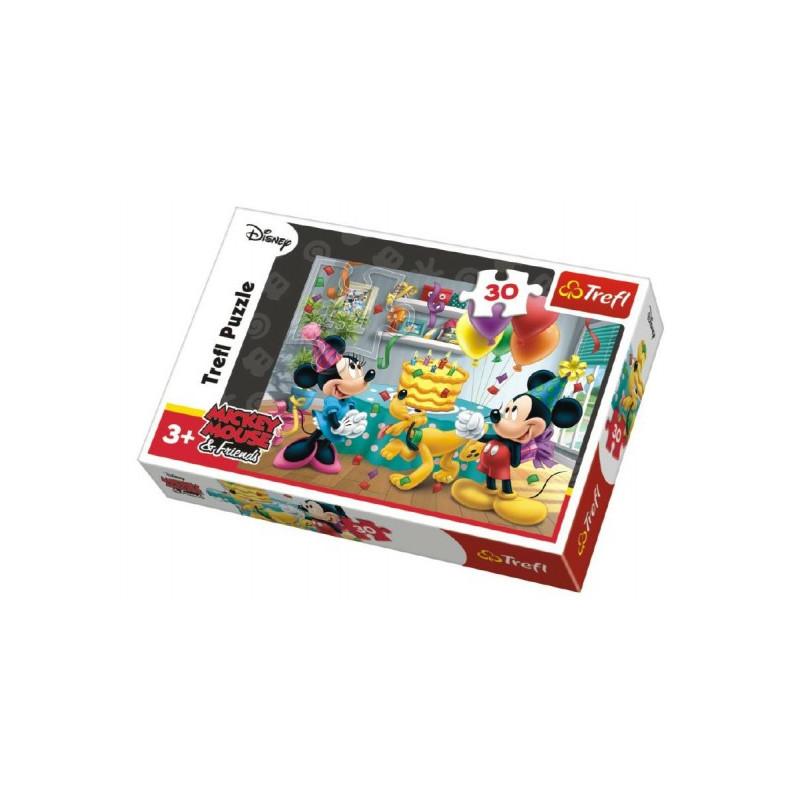 Trefl Puzzle Mickey a Minnie slaví narozeniny Disney 27x20cm 30 dílků v krabičce 21x14x4cm 89118211-XG