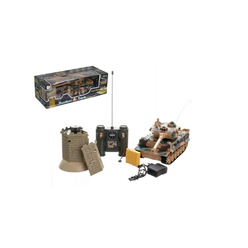 Teddies Tank RC 35cm+bunkr na bat. plast s dobíjecím packem se zvukem se světlem 40MHz v krabici 51x17x19cm 00311023-XG