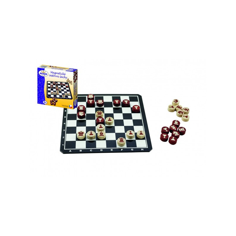 Detoa Magnetické cestovní šachy dřevěné kameny společenská hra v krabici 20x20x4cm 33014329-XG