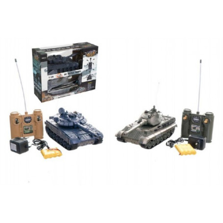 Tank RC 2ks 36cm+dobíjecí pack tanková bitva se zvukem se světlem v krabici 42x32x14cm