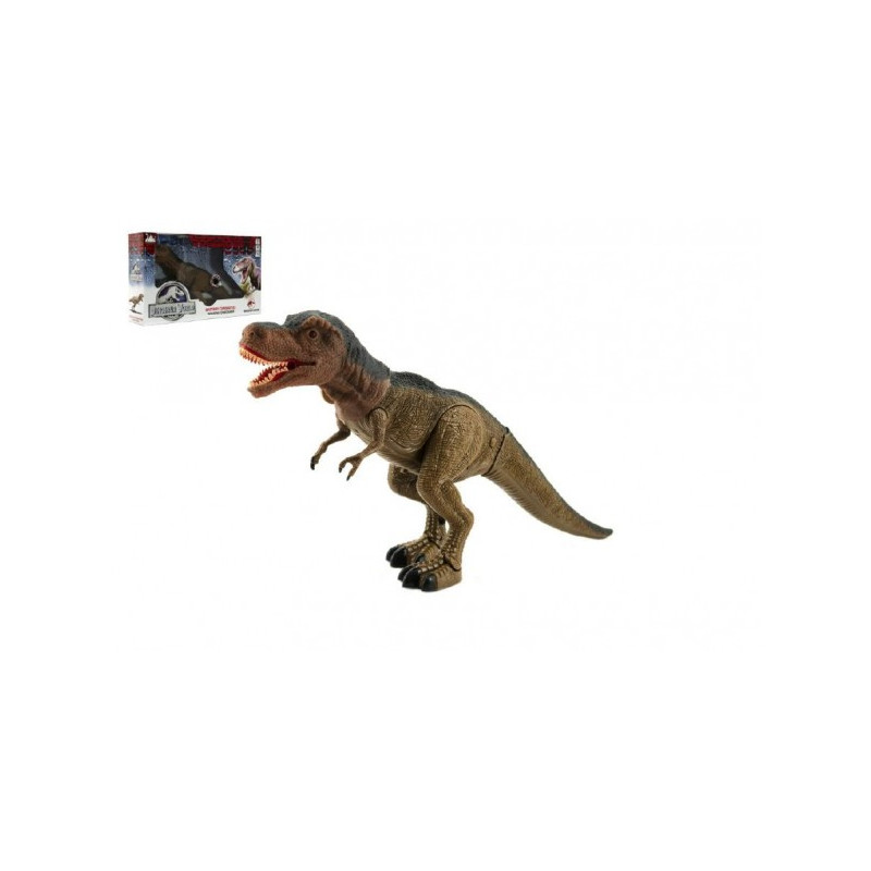 Teddies Dinosaurus tyranosaurus chodící plast 40cm na baterie se světlem se zvukem v krabici 00311006-XG