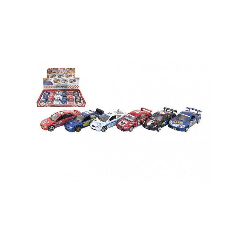 Teddies Auto Kinsmart Street Fighter kov/plast 13cm na zpětné natažení 6 druhů 12ks v boxu 00410324-XG