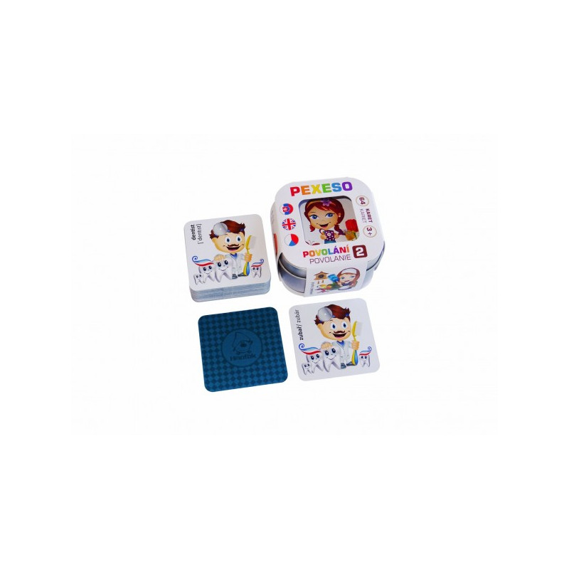 Pexeso Povolání 2, 64 karet v plechové krabičce 6x6x4cm 9ks v boxu 10770408-XG