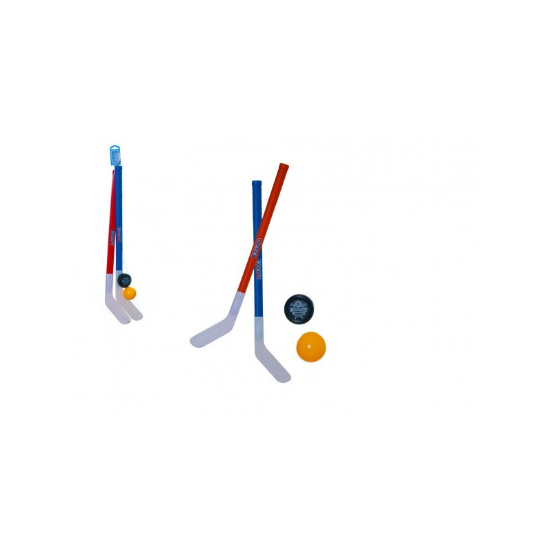 Teddies Hokejka pozemní 2ks plast 72cm + florbalový míček +plastový puk v síťce 00880031-XG