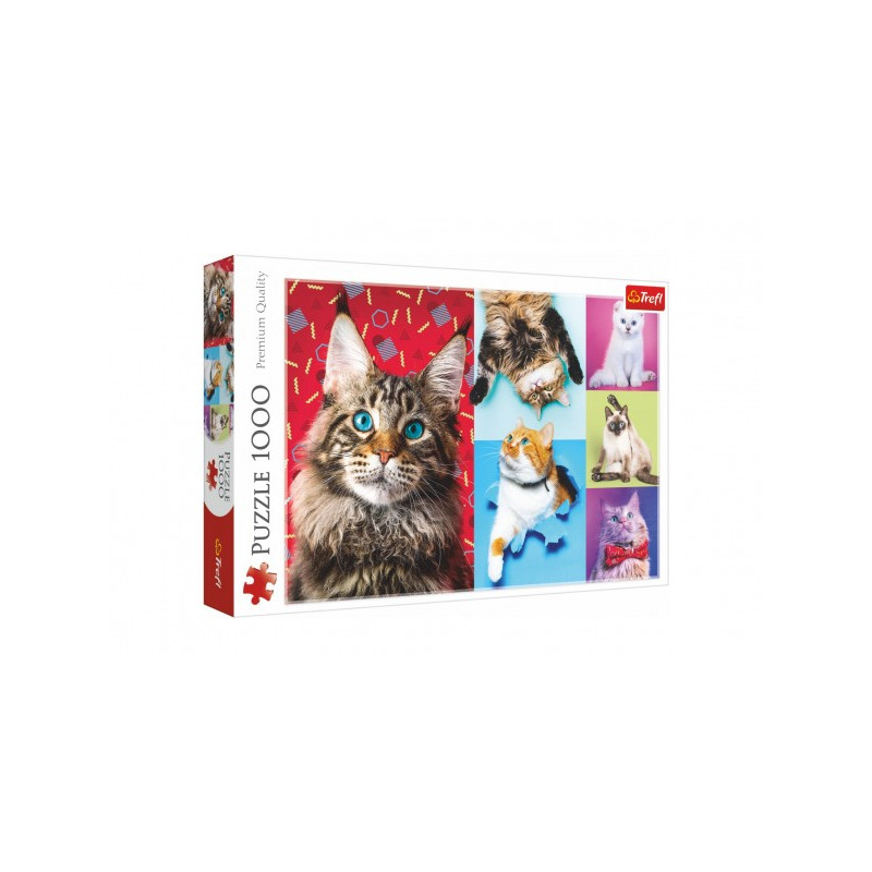 Trefl Puzzle Šťastné kočky 1000 dílků 68,3x48cm v krabici 40x27x6cm 89110591-XG