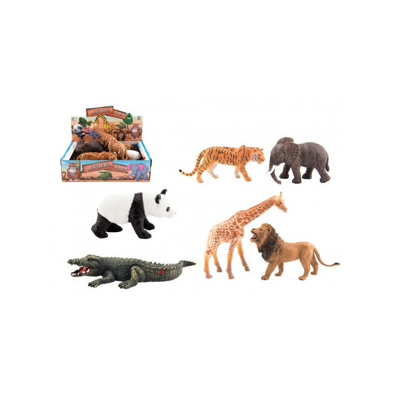 Teddies Zvířátko safari ZOO plast 11-17cm 6ks v boxu 00850021-XG