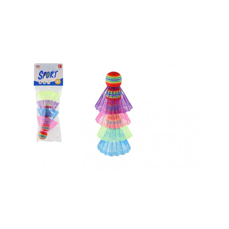 Teddies Míčky/Košíčky na badminton barevné 4ks plast v sáčku 10,5x27x5cm 00850008-XG