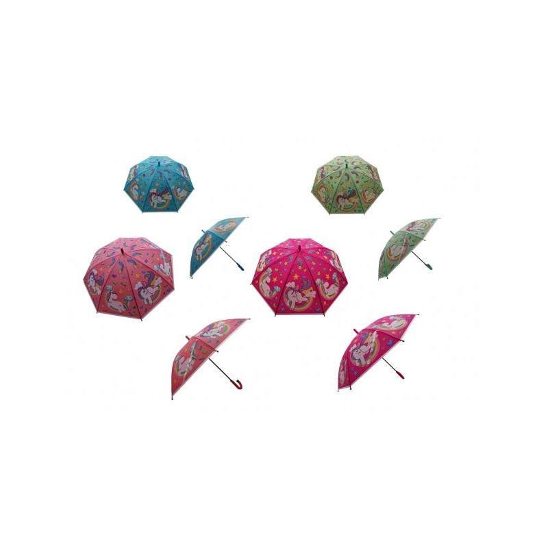 Teddies Deštník Jednorožec 66cm vystřelovací mix barev v sáčku 00850126-XG