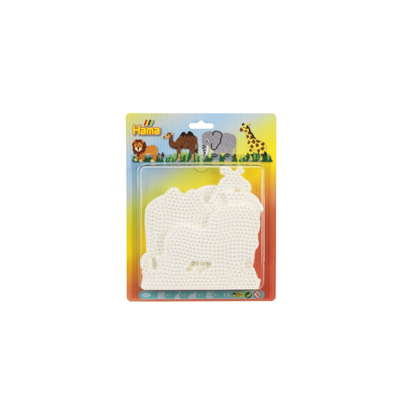 Lowlands Podložka na zažehlovací korálky Hama MIDI slon,žirafa,lev,velbloud plast 4ks na kartě 19x24cm 88801223-XG