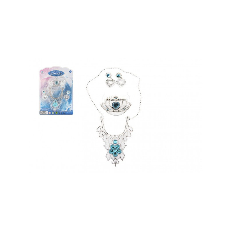 Teddies Sada krásy princezna korunka+náhrdelník+náušnice plast na kartě 18x25x3cm 00850220-XG